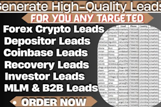 fresh forex crypto leads, binance depositor leads, coinbase leads, bank leads