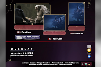 animate stream game overlay, screens, alerts and panels
