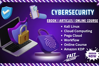 write cybersecurity, cloud computing, kali linux, pega, ebook and online course