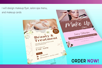 do makeup banner, salon spa menu, makeup card and flyer
