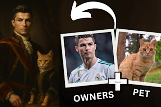 create a custom royal portrait of you and your dog