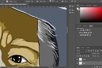 elaboration drawing of digital portraits in colors