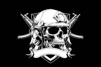 design illustration, skull, army and tactical soldiers