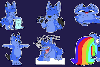 draw nsfw furry telegram stickers, animated stickers, furry emoji sticker pack