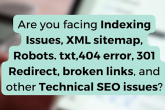 fix indexing issues, XML sitemap, robots txt, 404 error, 301 redirect