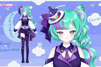 draw and rig 2d vtuber model anime live2d model, live2d vtuber rigging, anime 2d
