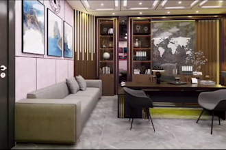 design modern office, reception, meeting room and lobby 3d interiors