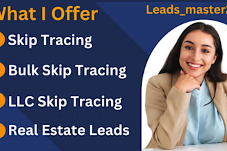 be your VA for skip tracing, real estate and llc skip tracing for accurate leads