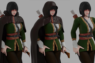 design 3d character model from 2d for animation or games