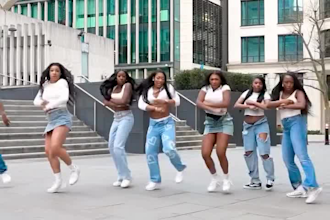 do high energy afrobeat hiphop shuffle group tiktok dance