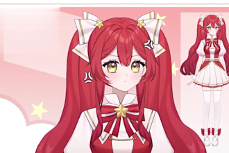 draw live 2d vtuber model, live 2d rigging, live 2d, live streaming avatar