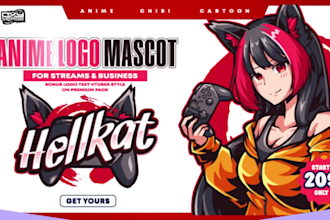 design custom anime style logo mascot vtuber and twitch streamer