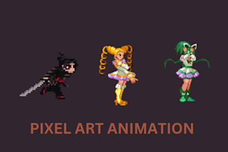do pixel art character animation, scene, tileset background for video game, nft