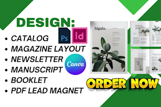 design catalog, magazine layout, newsletter, manuscript, booklet,pdf lead magnet