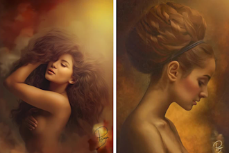 draw your amazing digital oil painting photoshop in 24 hours