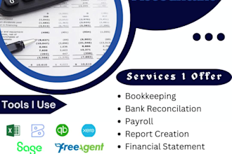 do bookkeeping, reconciliation using quickbooks xero sage