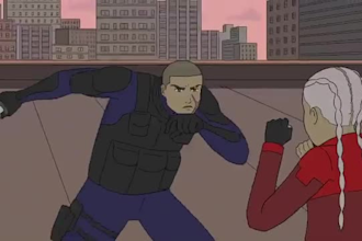 2d traditional modern cel animation motion graphic fighting anime illustration