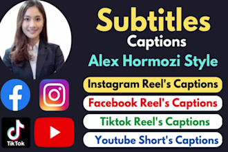 add instagram, fb, tiktok reels or yt shorts subtitle caption alex hormozi style