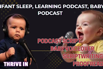 create a viral ai baby video podcast, baby talking podcast, infant sleep podcast