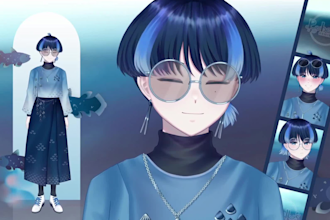 draw and design 2d vtuber model, vtuber design, anime, vtuber commission