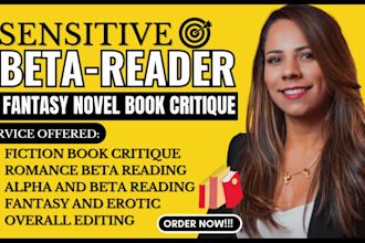 alpha or beta read fiction, nonfiction or novel books provide developmental edit