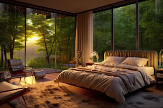 create 10x10 hours cozy bedroom luxury apartment rain video cozy rain
