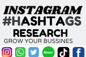 do instagram hashtags research, youtube SEO and facebook marketing