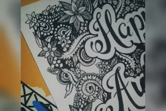 draw doodle floral zentangle for merch and coloring books