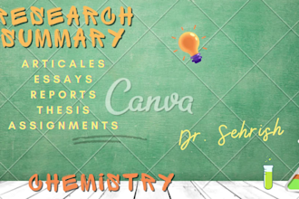 write essay, reports and research articles on chemistry