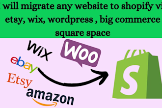 migrate wix wordpress bigcommerce squarespace weebly store to shopify store