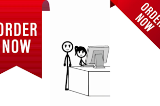 create custom 2d stickman animation, cartoon, doodle explainer stick figure