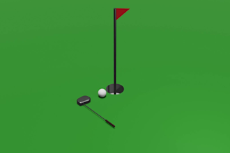 design golf hole,outdoor simulator,golf course animation,rendering,putting green