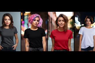 provide a collection of 100 black and white women mockup t shirt