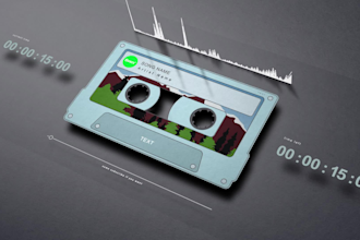 create 3d cassette tape music visualizer or audio spectrum