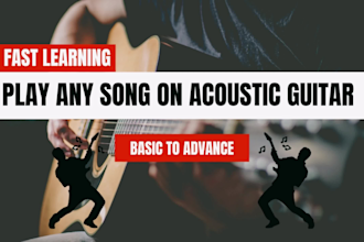 teach you to play any song on acoustic guitar, step by step