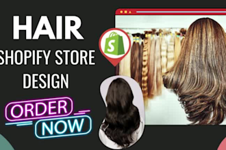 design 7 figure hair website hair extension shopify store hair extension website