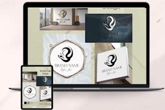 design hair care logo, cosmetic label, feminine, spa branding, and brochure