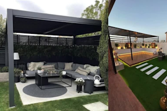 do landscape design backyard outdoor spaces, patio, pool, garden as architect