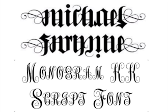 design your calligraphy in old english logo