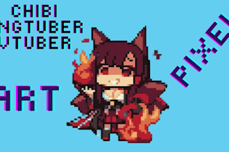 design and rig pngtuber,chibi vtuber model, vtuber live2d in pixel art style