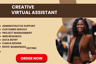 reliable virtual assistant project admin management  support design canva