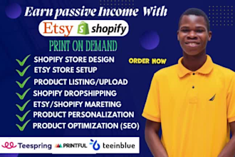 set up etsy shopify print on demand ecommerce store seo digital product listing