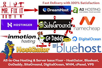 fix domain, cpanel, ssl, mail issue of godaddy, hostgator, bluehost, namecheap