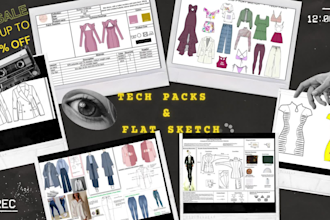give you clothing tech pack,flat sketch