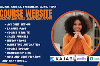 build course website membership site in kartra clixlo systemeio kajabi tutor VA