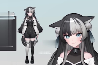 draw live 2d vtuber model, live 2d rigging, facerig, live 2d, vtuber commission