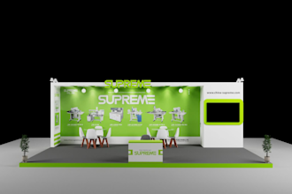 design 3d trade show booth, exhibition stall, kiosk, and stand