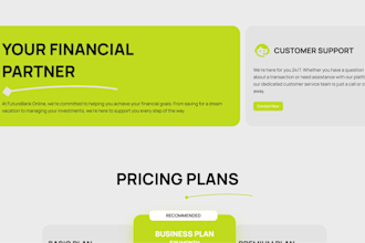 develop banking, financial service and fintech startup landing page