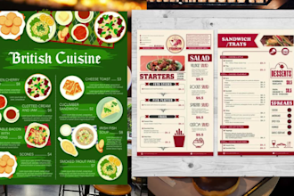 design a professional menu card for restaurants, cafes, and takeaways