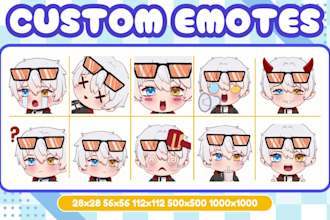 design cute chibi emotes and sub badges for twitch, discord, and vtubers